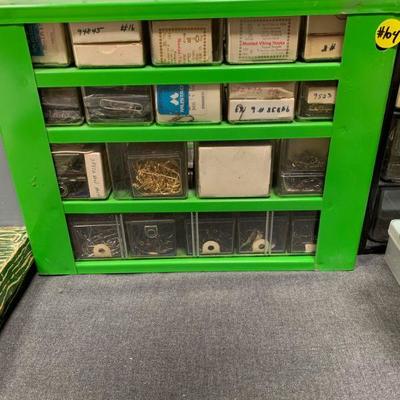 #104 Vintage Green Storage and Misc. Fishing pieces