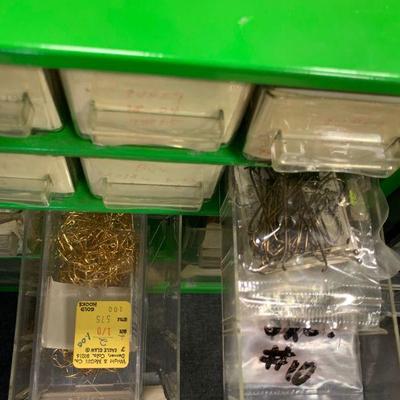 #104 Vintage Green Storage and Misc. Fishing pieces