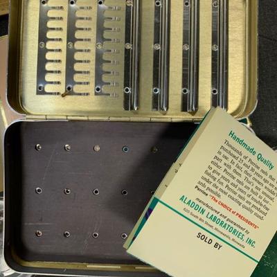 #109 Vintage Perrine Magnetic Fly Box and Flies