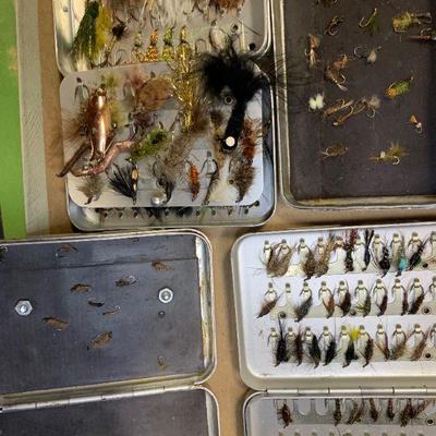 #133 Three Piece Silver Fly Cases full of Flies 