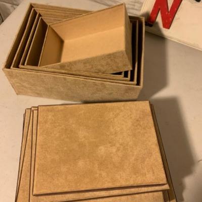 21. Suede Nesting Boxes, Wooden Name Plaque, New Nomad Rain-boots Size 9