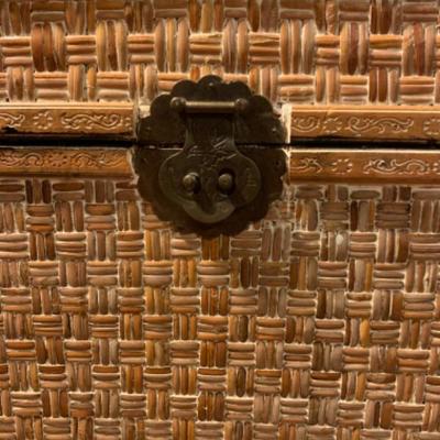 22. Wicker and Wood Hamper and Piano Stool