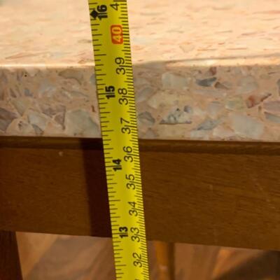 24. Mid-Century Coffee Table with Cement and Polished Stone Top