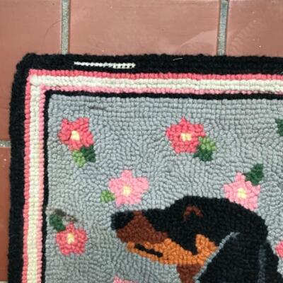 397:   Dachshund Statue and Claire Murray  Hooked Rug