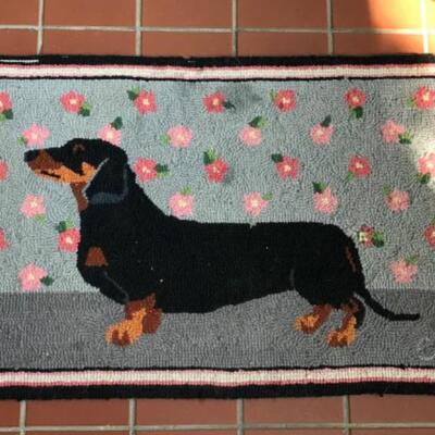 397:   Dachshund Statue and Claire Murray  Hooked Rug