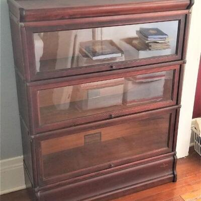 Lot #51  Antique 3 Shelf Barrister's Bookcase - all original