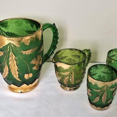 Lot #64  Four Piece Lot Vintage Pitcher/Glasses Set