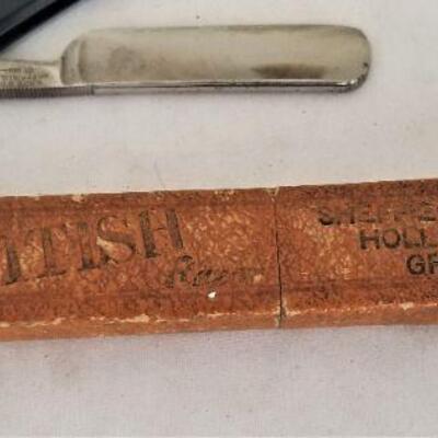 Lot #65  Antique Men's Straight Razor with original box and antique shaving brush