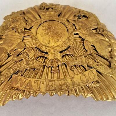 Lot #67  Lot of three British Army/Cavalry brass Hat Decorations - WATERLOO