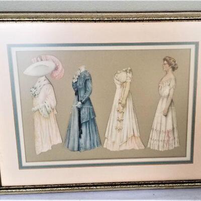 Lot #95  Antique Paper Dolls in Frame