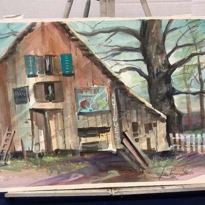 E - 105 Jean Ranney Smith Original Watercolor  â€œ Antique Store â€œ