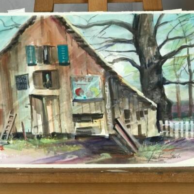 E - 105 Jean Ranney Smith Original Watercolor  â€œ Antique Store â€œ