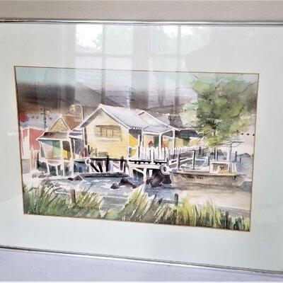 Lot #100  Original Watercolor in Frame - "Fishing Camp on the Bayou" - Diana Hildebrandt, artist