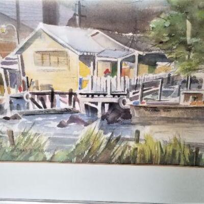 Lot #100  Original Watercolor in Frame - "Fishing Camp on the Bayou" - Diana Hildebrandt, artist