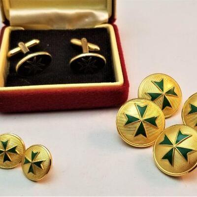 Lot #102   Order of St. Lazarus of Jerusalem Cufflinks and Button set