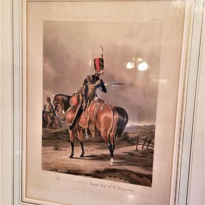 Lot #110 Set of Four FABULOUS Antique Framed Prints - British Army Costume