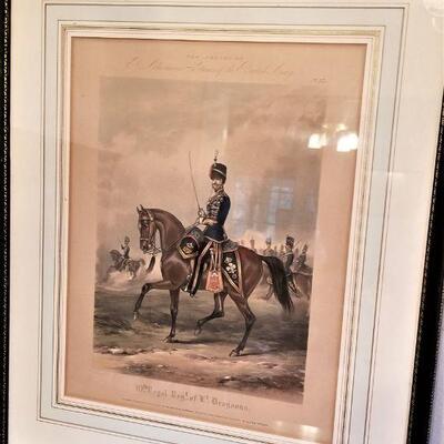 Lot #110 Set of Four FABULOUS Antique Framed Prints - British Army Costume