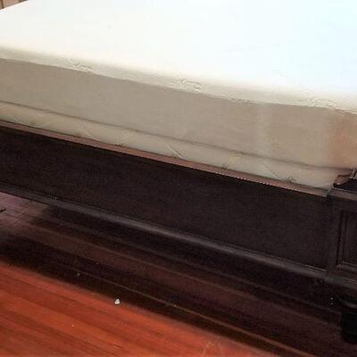 Lot #116  Contemporary Sleigh Bed with Queen Sized Tempur-Pedic Mattress