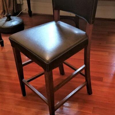 Lot #125 Pair of Contemporary Leather Bar stools