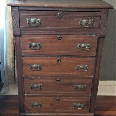 Lot #128  Antique Victorian Chest of Drawers - all original