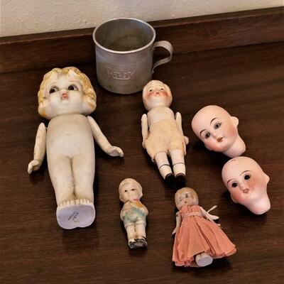 Lot #132  Antique Toy Lot - Doll Heads, Frozen Charlottes