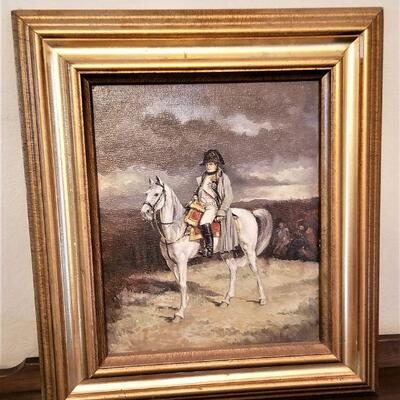 Lot #136  Very nice Original Oil on Canvas Portrait of Napoleon on Horseback