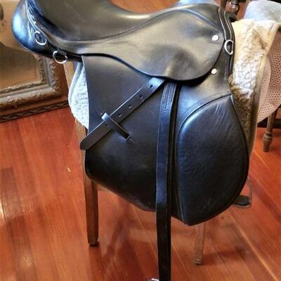 Lot #148 English Leather Riding Saddle - 16" size - some wear