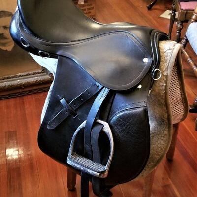 Lot #150 English Black Leather Riding Saddle - Gently used condition