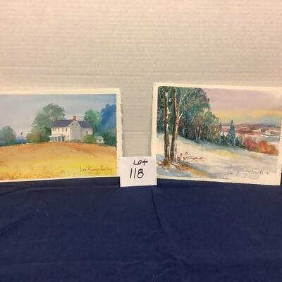 E - 118 Pair of Jean Ranney Smith Original Watercolors