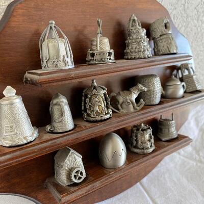 Pewter thimble abd holder collection 