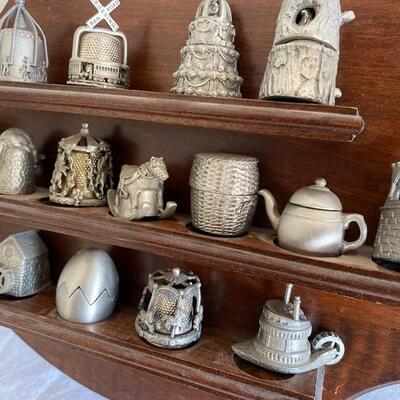 Pewter thimble abd holder collection 