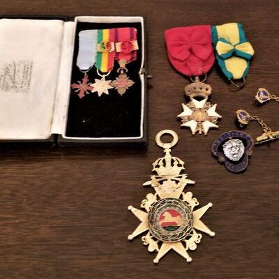 Lot #172  Lot of Enameled Medals & Pins