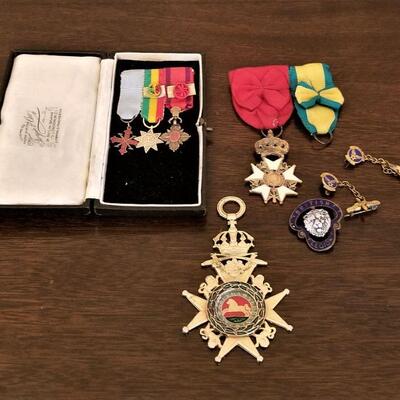 Lot #172  Lot of Enameled Medals & Pins