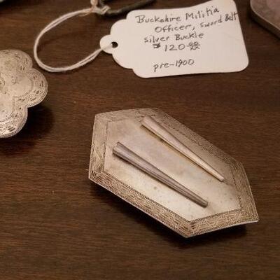 Lot #173  MILITARIA - British antique militaria lot - some sterling silver items