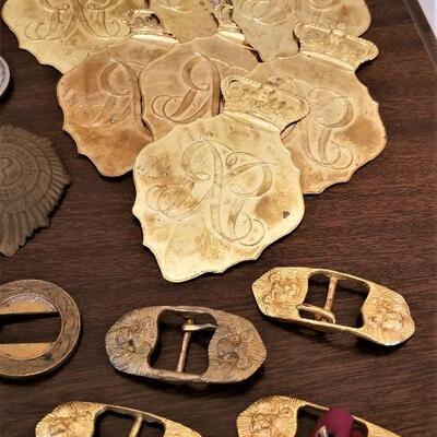 Lot #174  MILITARIA lot - Belt Buckles, badges, hat decorations, etc.
