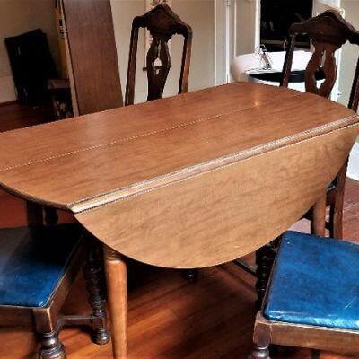 Lot #190  Dining Room Table with Four Vintage Chairs