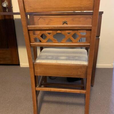 16. Viking Husqavarna sewing machine (6300-series) in walnut wood cabinet and chair