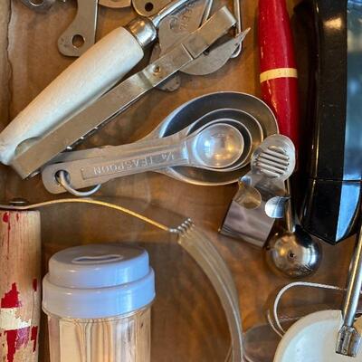 Vintage kitchen drawer lot including 1940s pieces