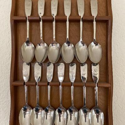 13 commemorative states colonies spoons with display