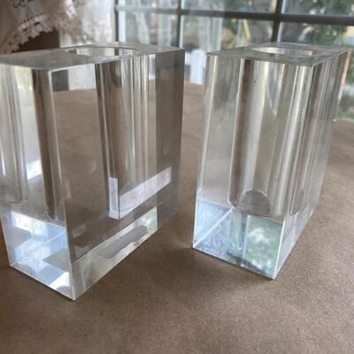 Pair of modernist heavy glass vases