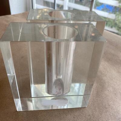 Pair of modernist heavy glass vases