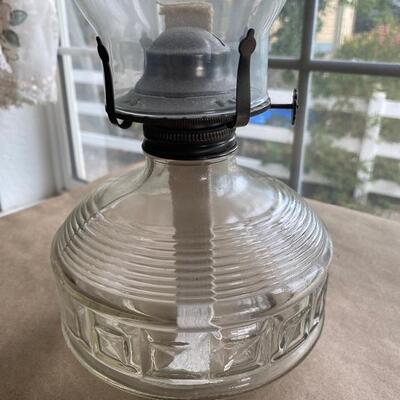 Clear glass hurricane lamp
