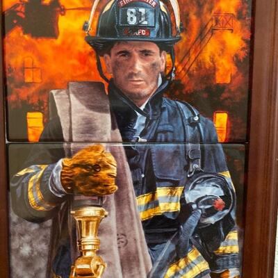 Bradford exchange heroes firefighter NYC framed plates 