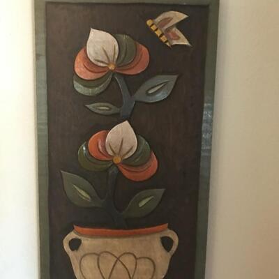 Pair Wood Block Florals