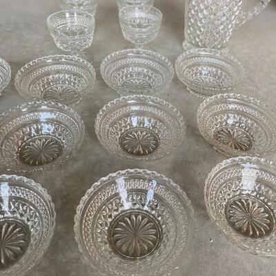 Crystal cut  glass dessert set 