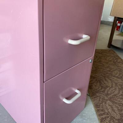 Vintage 80s pink file cabinet 