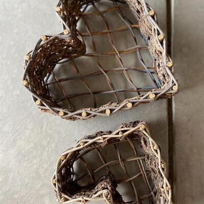 Rustic heart woven baskets 