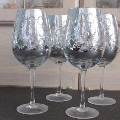 Lot 58- Silver Decorated Wine Glasses