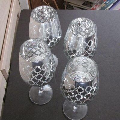 Lot 58- Silver Decorated Wine Glasses