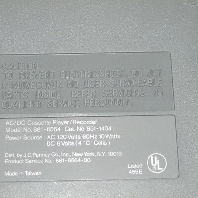 Lot 211- JC Penney Cassette Recorder
